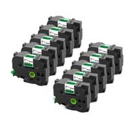 AXRMLVRD Nastro per etichette laminato da 10 pezzi compatibile con l'etichettatrice Nastro per stampante nero su bianco da 24 mm(Black on Green)