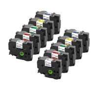 AXRMLVRD Nastro per etichette laminato da 10 pezzi compatibile con l'etichettatrice Nastro per stampante nero su bianco da 24 mm(Multiple Color)