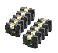 AXRMLVRD Nastro per etichette laminato da 10 pezzi compatibile con l'etichettatrice Nastro per stampante nero su bianco da 24 mm(Black on Yellow)