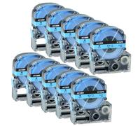 AXRMLVRD Nastro per etichette SS12KW da 10 pezzi 9mm 12mm 18mm 24mm compatibile con le etichettatrici SS18KW SS9KW SS24KW LW-300 LW-400 LW-600 LW-700 LK-4WBN 4WBN(Black on blue)
