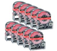 AXRMLVRD Nastro per etichette SS12KW da 10 pezzi 9mm 12mm 18mm 24mm compatibile con le etichettatrici SS18KW SS9KW SS24KW LW-300 LW-400 LW-600 LW-700 LK-4WBN 4WBN(Black on red)
