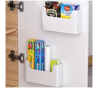 Axroad Mall 2 scatole portaoggetti da cucina, autoadesive, da parete, multiuso, per piccoli oggetti, per armadietti, bagno, frigorifero (bianco, 2 L)
