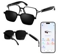 Axrye Occhiali Intelligenti Occhiali AI Bluetooth Audio per Uomo Donna, 115 lingue Traduttore,Traduzione in Tempo Reale, Musica Open-Ear, Smartphone Chiamate, Protezione UV Glasses per Riunioni Viaggi