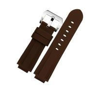 AXTGBHL 20 22MM 24mm cinturino in silicone impermeabile con bocca rialzata adatto for Timex Tide Series T2N739 T2N720 T2N721 adatto for cinturino Panerai PAM111(Brown-silver)