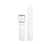 AXTGBHL Cinturino for orologio in pelle da 17 mm adatto for Swatch GB274/287/GN239 Cinturini con interfaccia concava e convessa Bracciale Lychee Patter(B-white-silver)