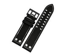 AXTGBHL Cinturino in pelle adatto for Hamilton adatto for Seiko cinturino for orologio rivetto uomo militare adatto for pilota Khaki Field Aviation 20mm 22mm accessori(Black white line B,22mm)