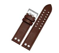 AXTGBHL Cinturino in pelle adatto for Hamilton adatto for Seiko cinturino for orologio rivetto uomo militare adatto for pilota Khaki Field Aviation 20mm 22mm accessori(Brown silver bucke,20mm)