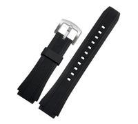 AXTGBHL Cinturino in resina da uomo nero adatto for CASIO Edifice 5119 EF-552 EF-552D 25 * 20mm bocca convessa cinturino in gomma impermeabile cinturino in silicone(Black-steel buckle)