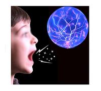 AXTMR Lampada a Sfera al Plasma Gigante Blu Unisex, Palla statica Che può Essere Toccata e controllata dal Suono, Globo al Plasma Magico a induzione scientifica,Voice control10.5in,Size