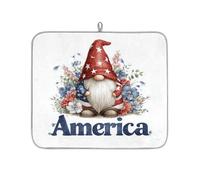 Axurera America Independence Day - Tappetino scolapiatti con gnomo floreale per bancone della cucina, tappetino assorbente per scolapiatti lavabile, per piani di lavoro, 46 x 41 cm