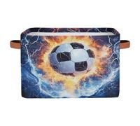 Axurera Cestini portaoggetti, con fulmini di fuoco, quadrato, pieghevole, in tela, grande capacità, organizer per giocattoli, vestiti, camera da letto, 1 pezzo