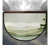 Axurera Tappeto mezzo rotondo, con linee ondulate astratte oceaniche, lavabile, semicircolare, per interni, ingresso, bagno, camera da letto, zerbino, antiscivolo, 91 x 61 cm