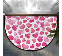 Axurera Tappeto mezzo rotondo, tappetino per porta d'ingresso, lavabile, semicircolare, per interni, bagno, camera da letto, antiscivolo, 91 x 61 cm