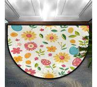 Axurera Tappeto semicircolare, grazioso tappetino per porta d'ingresso, lavabile, semicircolare, per interni, bagno, camera da letto, antiscivolo, 91 x 61 cm