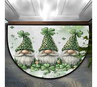 Axurera Tappeto semicircolare, tappetino per porta d'ingresso, lavabile, con gnomi leopardati per il giorno di San Patrizio, per interni, ingresso, bagno, camera da letto, zerbino, 91 x 61 cm
