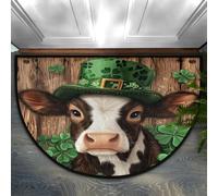 Axurera Tappeto semicircolare, tappetino per porta d'ingresso, per interni, bagno, camera da letto, antiscivolo, 91 x 61 cm, con foglie di trifoglio e foglie di San Patrizio