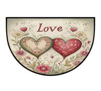 Axurera Tappeto semicircolare, vintage, per San Valentino, con cuore, pianta, lavabile, tappetino per porta d'ingresso, per interni, bagno, camera da letto, antiscivolo, 91 x 61 cm