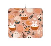 Axurera Uova di Pasqua con coniglietti in stile cartone animato, tappetino scolapiatti per piano di lavoro, tappetino scolapiatti assorbente, lavabile, per scolapiatti per piano di lavoro, 46 x 41 cm