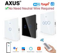 AXUS EU WiFi Interruttori intelligenti della luce Interruttore tattile RF433 Nessun cavo neutro Vita domestica intelligente Controllo app Tuya Supporto Alexa Google Home