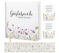 AXVRAV Libro degli ospiti per matrimonio con domande, libro degli ospiti vuoto, libro di famiglia per matrimonio, libro degli ospiti da compilare e incollare foto, libro degli ospiti per coppia di