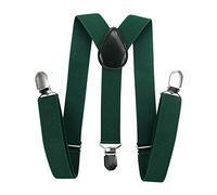 axy Bretelle a Y per bambini, larghezza 2,5 cm, con 3 clip forti, combinabili con papillon - Colori tinta unita HTK25-1, verde, (7-12 anni anziano)