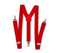 axy Bretelle a Y per bambini, larghezza 2,5 cm, con 3 clip forti, combinabili con papillon - Colori tinta unita HTK25-1, Colore: rosso, (7-12 anni anziano)