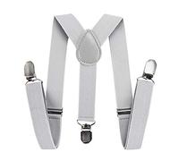 axy Bretelle a Y per bambini, larghezza 2,5 cm, con 3 clip forti, combinabili con papillon - Colori tinta unita HTK25-1, grigio chiaro, (7-12 anni anziano)