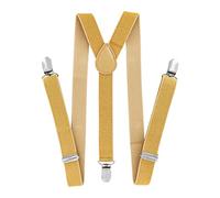 axy Bretelle a Y per bambini, larghezza 2,5 cm, con 3 clip forti, combinabili con papillon, tinta unita, Oro (con fili glitter), Taglia Unica