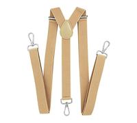 axy Bretelle da uomo con 3 robuste chiusure a moschettone, larghezza 2,5 cm, forma a Y, regolabili in modo continuo, beige., Taglia unica
