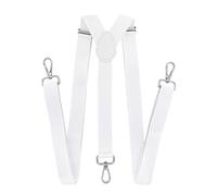 axy Bretelle da uomo con 3 robuste chiusure a moschettone, larghezza 2,5 cm, forma a Y, regolabili in modo continuo, bianco, Taglia unica