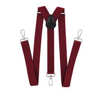 axy Bretelle da uomo con 3 robuste chiusure a moschettone, larghezza 2,5 cm, forma a Y, regolabili in modo continuo, rosso vivo, Taglia unica