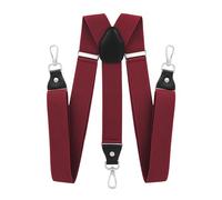 axy Bretelle da uomo con robusta chiusura a moschettone, regolabili in modo continuo, larghezza 3,5 cm, a forma di Y, elastiche, taglia unica per uomini e donne, rosso vivo, Taglia unica