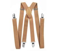 Axy Bretelle da uomo e da donna, larghezza 2,5 mm con 4 forti clip a forma di X beige Beige