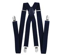 Axy Bretelle da uomo e da donna, larghezza 2,5 mm con 4 forti clip a forma di X blu Blu scuro