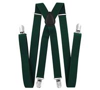 Axy Bretelle da uomo e da donna, larghezza 2,5 mm con 4 forti clip a forma di X verde verde