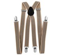 Axy Bretelle da uomo e da donna, larghezza 25 mm con 4 forti clip a forma di X beige Beige mit 4 Schwarz Streifen