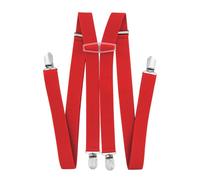 axy Bretelle da uomo larghe 2,5 cm a forma di H con 4 bretelle clip extra forti regolabili in lunghezza, Colore: rosso, Taglia unica
