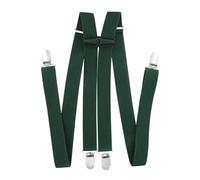 axy Bretelle da uomo larghe 2,5 cm a forma di H con 4 bretelle clip extra forti regolabili in lunghezza, verde, Taglia unica