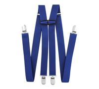 axy Bretelle da uomo larghe 2,5 cm a forma di H con 4 bretelle clip extra forti regolabili in lunghezza, Blu, Taglia unica