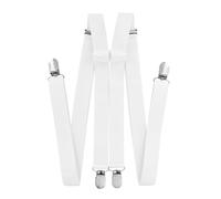 axy Bretelle da uomo larghe 2,5 cm a forma di H con 4 bretelle clip extra forti regolabili in lunghezza, bianco, Taglia unica