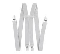 axy Bretelle da uomo larghe 2,5 cm a forma di H con 4 bretelle clip extra forti regolabili in lunghezza, grigio chiaro, Taglia unica