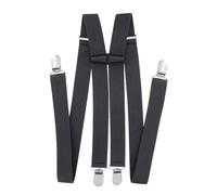 axy Bretelle da uomo larghe 2,5 cm a forma di H con 4 bretelle clip extra forti regolabili in lunghezza, grigio scuro, Taglia unica