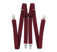axy Bretelle da uomo larghe 2,5 cm a forma di H con 4 bretelle clip extra forti regolabili in lunghezza, rosso vivo, Taglia unica