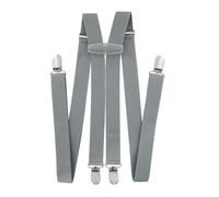 axy Bretelle da uomo larghe 2,5 cm a forma di H con 4 bretelle clip extra forti regolabili in lunghezza, grigio., Taglia unica