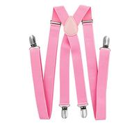 axy Bretelle da uomo larghe 2,5 cm a forma di X con 4 bretelle clip extra forti regolabili in lunghezza 25 mm (rosa)