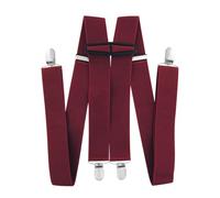 axy Bretelle da uomo larghe 3,5 cm a forma di X con 4 bretelle clip extra forti regolabili in lunghezza, rosso vivo, Taglia unica