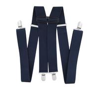 axy Bretelle da uomo larghe 3,5 cm a forma di X con 4 bretelle clip extra forti regolabili in lunghezza, Nero/Blu, Taglia unica