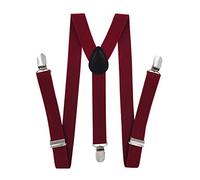 axy Bretelle per bambini a forma di Y, larghe 2,5 cm, con 3 clip resistenti, abbinabili con farfallino - Tinta unita. Modello: HTK25-1, rosso vivo, (7-12 anni anziano)