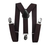 axy Bretelle per bambini a forma di Y, larghe 2,5 cm, con 3 clip resistenti, abbinabili con farfallino - Tinta unita. Modello: HTK25-1, marrone scuro., (7-12 anni anziano)