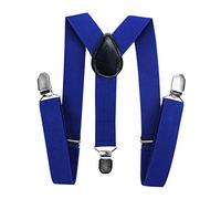 axy Bretelle per bambini a forma di Y, larghe 2,5 cm, con 3 clip resistenti, abbinabili con farfallino - Tinta unita. Modello: HTK25-1, Blu, (7-12 anni anziano)
